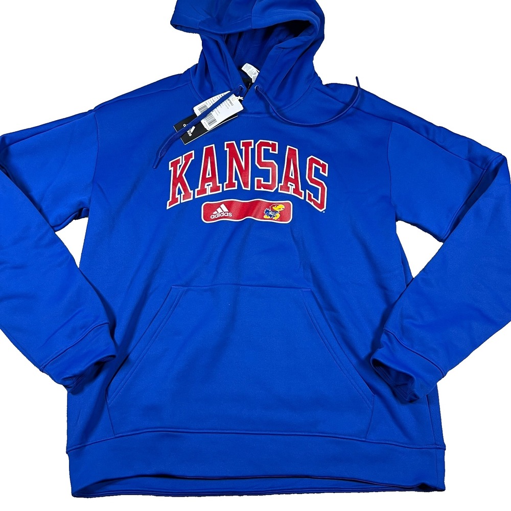 Adidas‎ Kansas Jayhawks Mens Large Royal Blue Climawarm Pullover Hoodie NCAA